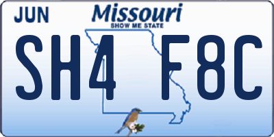MO license plate SH4F8C