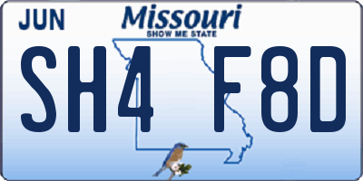 MO license plate SH4F8D