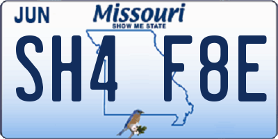 MO license plate SH4F8E