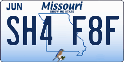 MO license plate SH4F8F