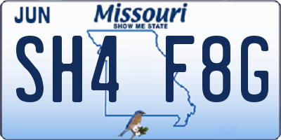 MO license plate SH4F8G