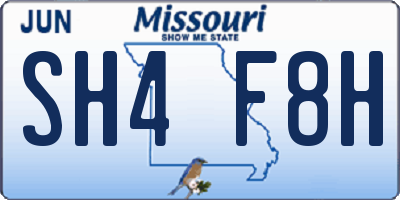 MO license plate SH4F8H