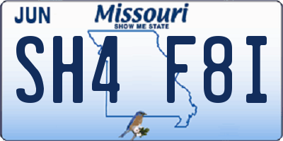 MO license plate SH4F8I