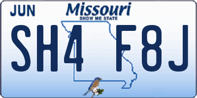 MO license plate SH4F8J