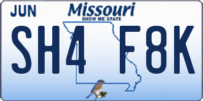 MO license plate SH4F8K