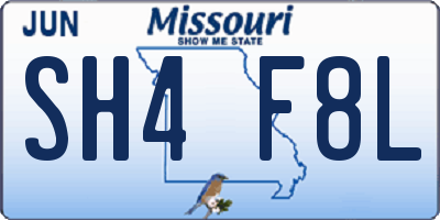 MO license plate SH4F8L