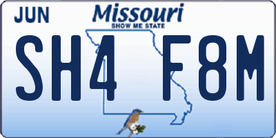 MO license plate SH4F8M