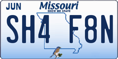 MO license plate SH4F8N