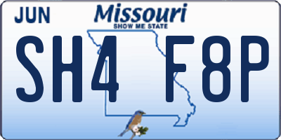 MO license plate SH4F8P
