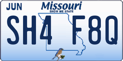 MO license plate SH4F8Q