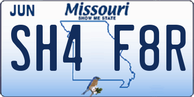 MO license plate SH4F8R