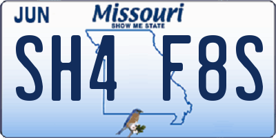 MO license plate SH4F8S