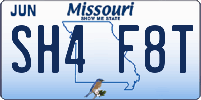 MO license plate SH4F8T