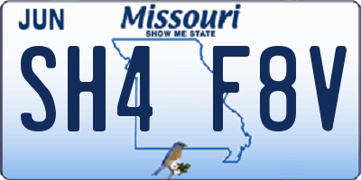 MO license plate SH4F8V