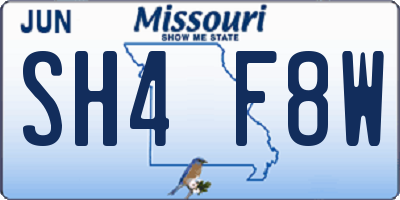 MO license plate SH4F8W