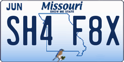 MO license plate SH4F8X
