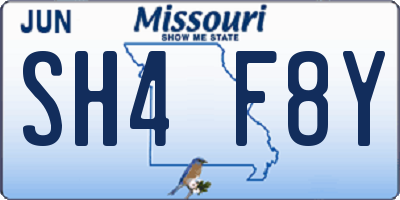 MO license plate SH4F8Y