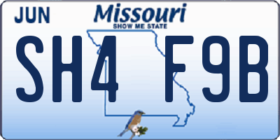 MO license plate SH4F9B