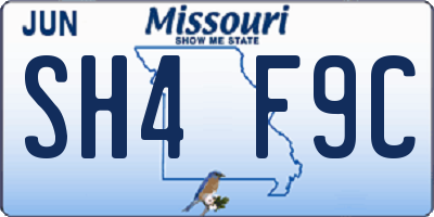 MO license plate SH4F9C