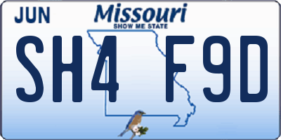 MO license plate SH4F9D