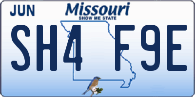 MO license plate SH4F9E