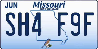 MO license plate SH4F9F
