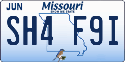 MO license plate SH4F9I