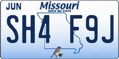 MO license plate SH4F9J
