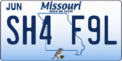MO license plate SH4F9L