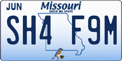 MO license plate SH4F9M