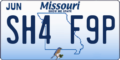 MO license plate SH4F9P