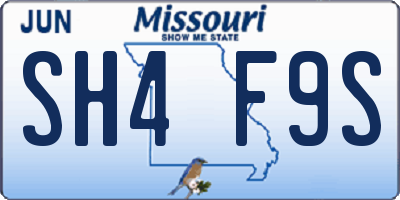 MO license plate SH4F9S