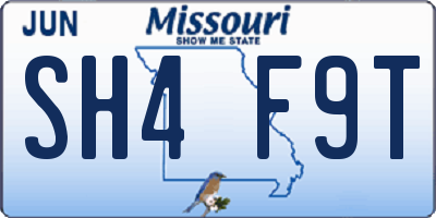 MO license plate SH4F9T