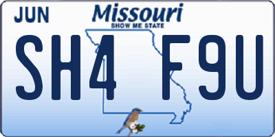MO license plate SH4F9U