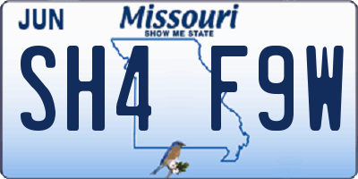 MO license plate SH4F9W