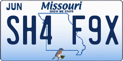 MO license plate SH4F9X