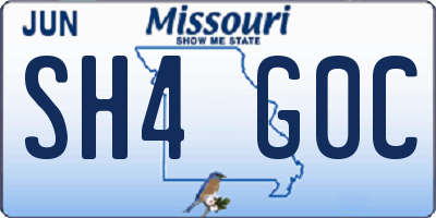 MO license plate SH4G0C