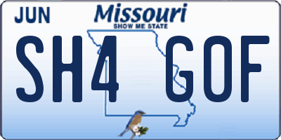 MO license plate SH4G0F