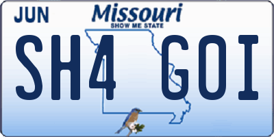 MO license plate SH4G0I