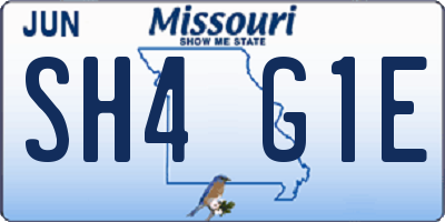 MO license plate SH4G1E