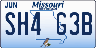 MO license plate SH4G3B