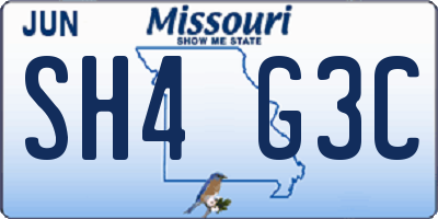 MO license plate SH4G3C
