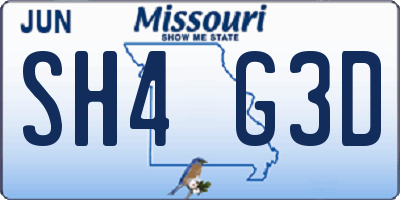 MO license plate SH4G3D