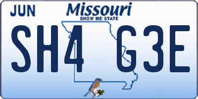 MO license plate SH4G3E