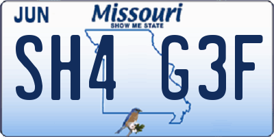 MO license plate SH4G3F