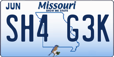 MO license plate SH4G3K