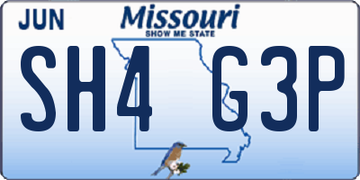MO license plate SH4G3P