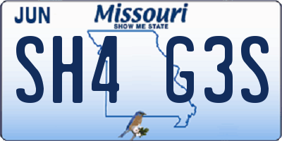 MO license plate SH4G3S