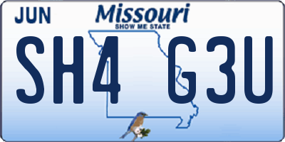MO license plate SH4G3U