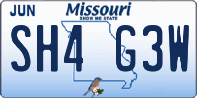 MO license plate SH4G3W